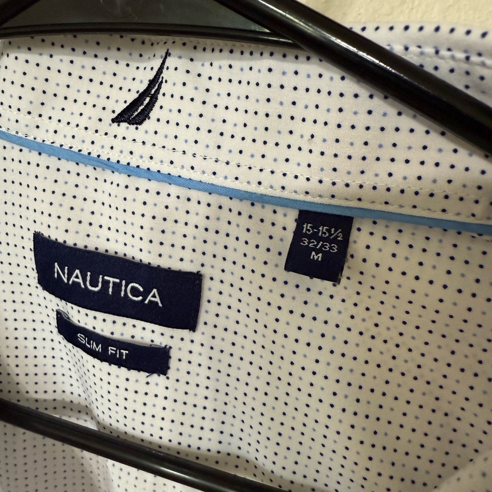 Nautica Navy and Blue Dotted Shirt